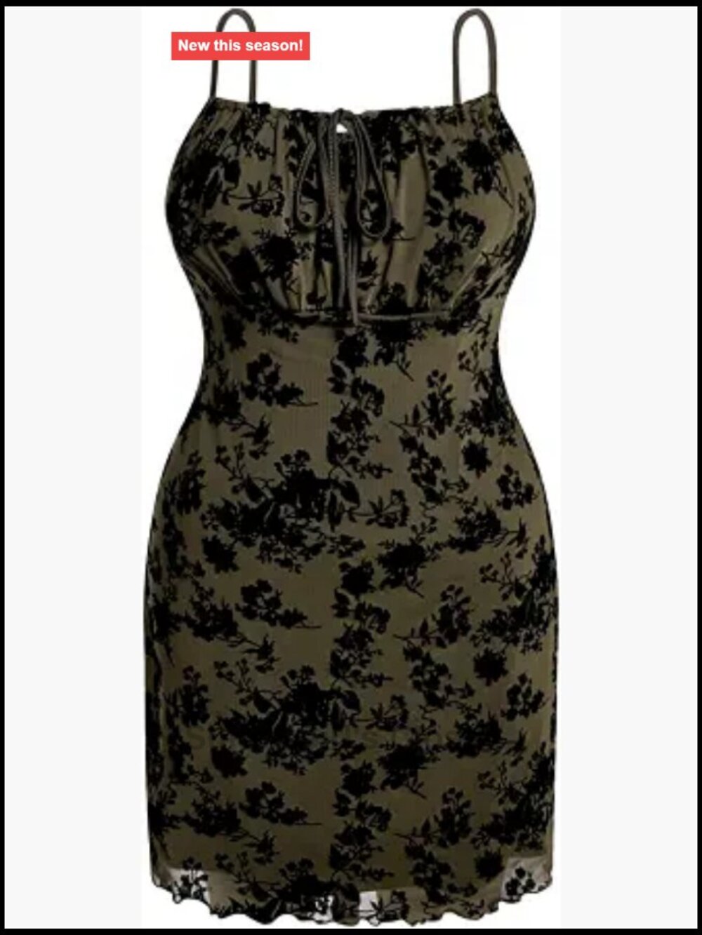 Plus Size Gothic Floral Mesh Cami Dress Square Neck Sleeveless Party